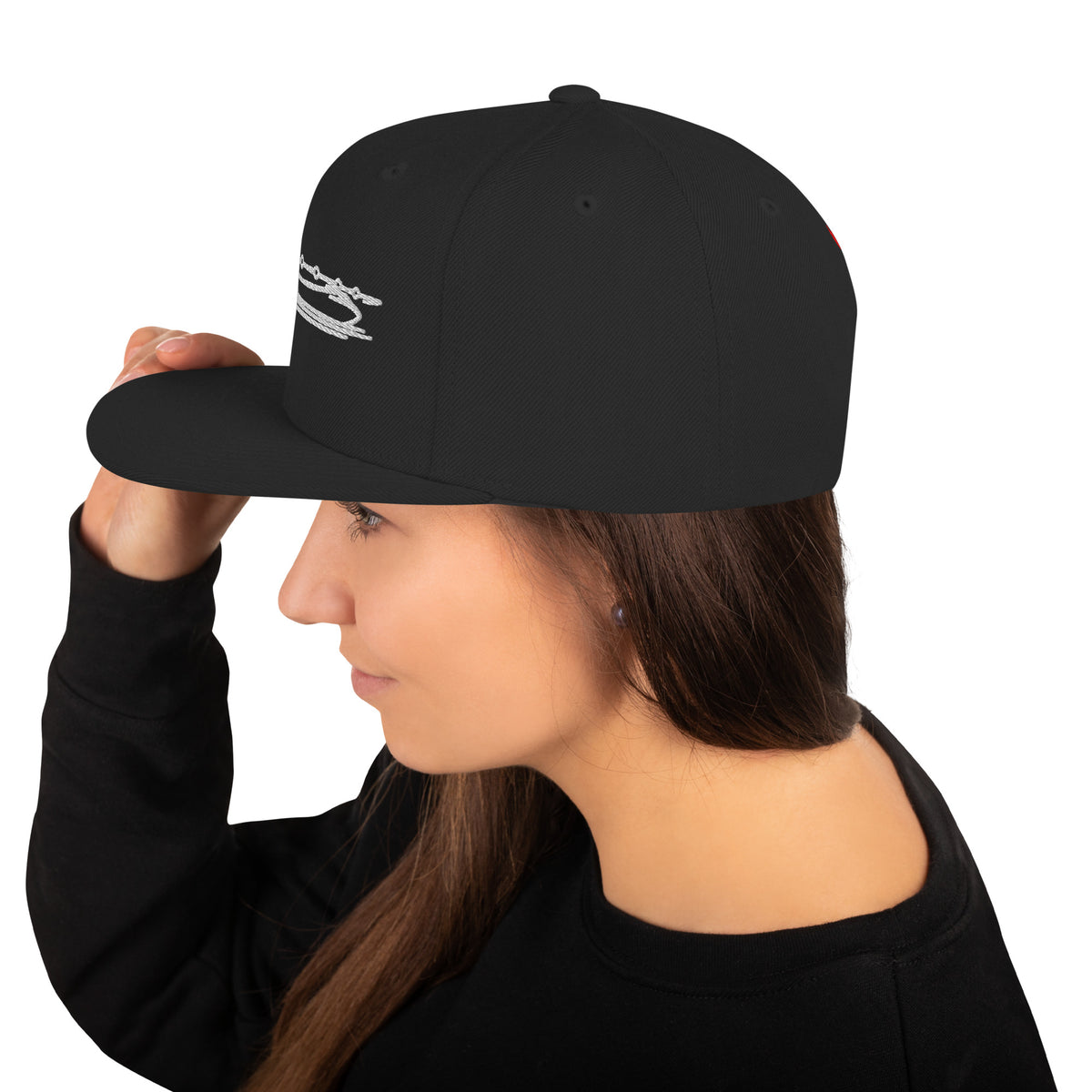Black Hawaii Mars snapback cap, left side view