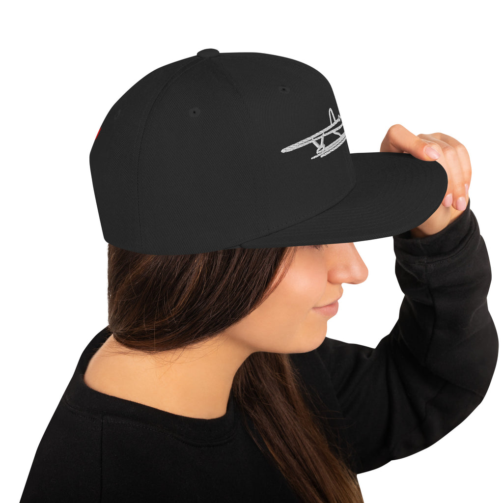 Black Hawaii Mars snapback cap, right side view