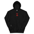 Black WildFire Whisky hoodie with the red WildFire logo and flame embroidered on the chest