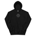 Black hoodie with the Best Coast Distillers badge embroidered in white on the chest