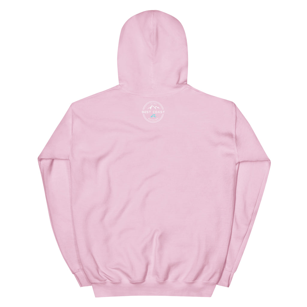 Back of light pink WildFire Whisky hoodie